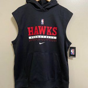 Nike Atlanta Hawks Basketball Team Issue Warm-Up Sleeveless Hoodie Mens NEW